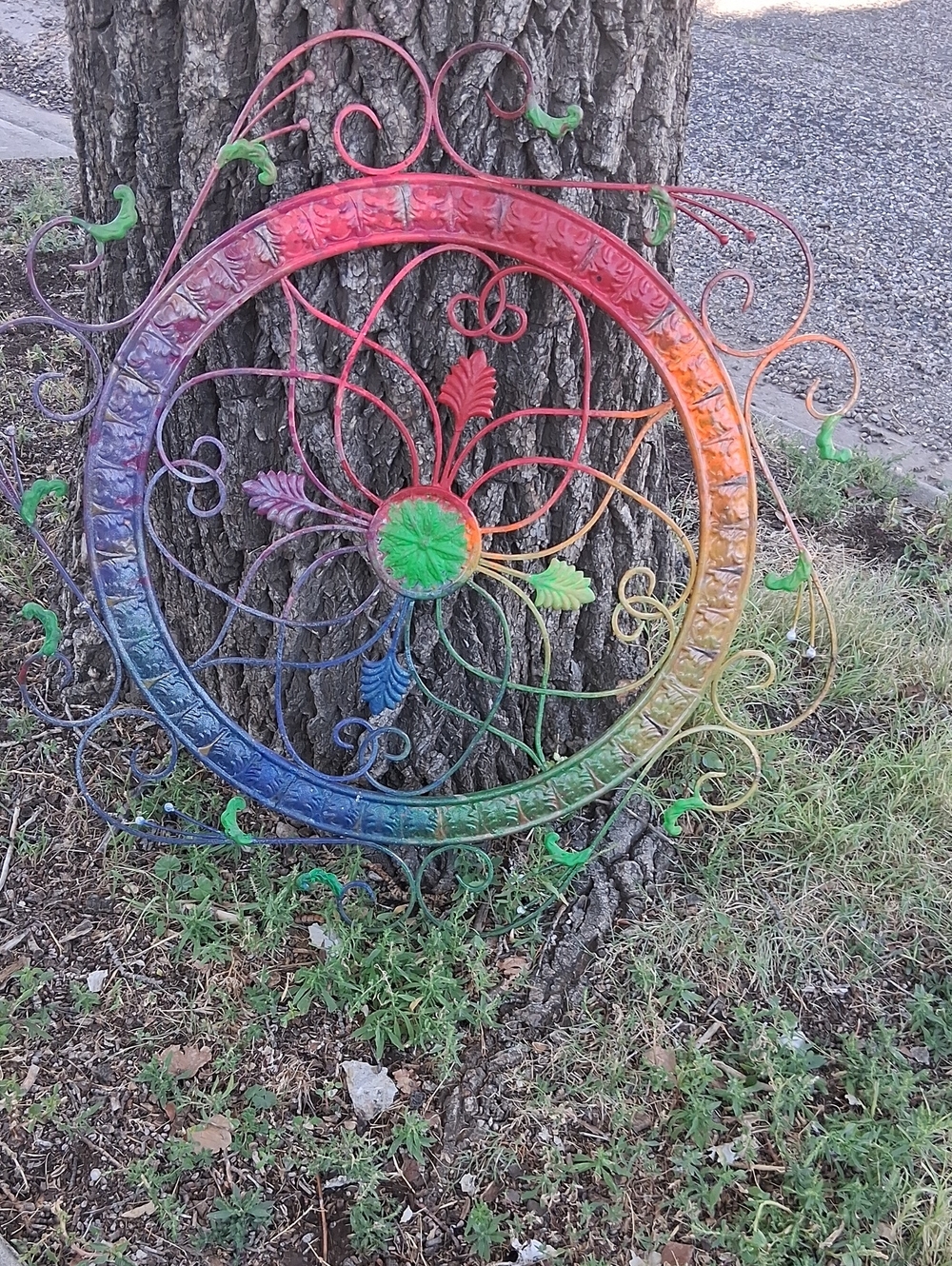 Decorative Rainbow Metal Wall Art - Multicolor Wreath